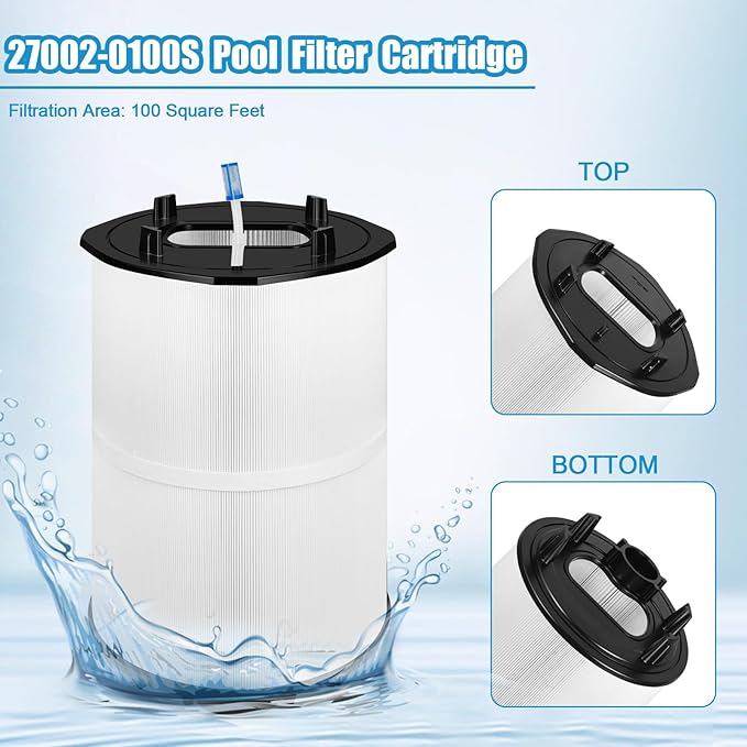 27002-0100S Pool Fliter Cartridges Replacement Compatible with Sta-rite 27002-0100S Pool PLM100 and System 2 Modular Media and Spa D.E. Filter, with Air Bleed Assembly, 100 sq.ft