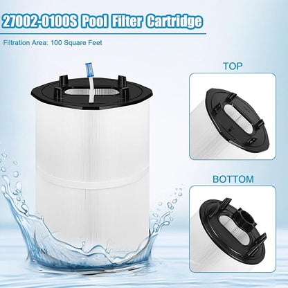 27002-0100S Pool Fliter Cartridges Replacement Compatible with Sta-rite 27002-0100S Pool PLM100 and System 2 Modular Media and Spa D.E. Filter, with Air Bleed Assembly, 100 sq.ft