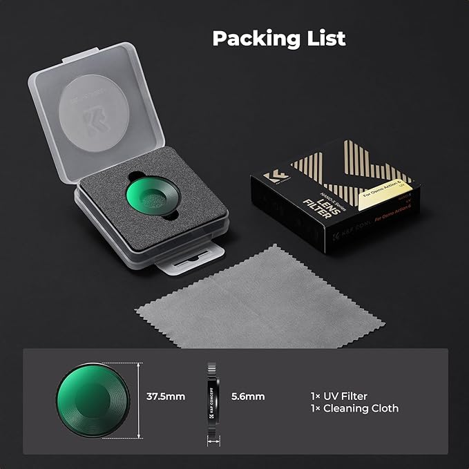 K&F CONCEPT Screw on UV Filter Compatible with DJI Osmo Action 6, MCUV Ultraviolate Daily Protection Filter, HD Optical Glass Multi-Coated Action Camera Accessories