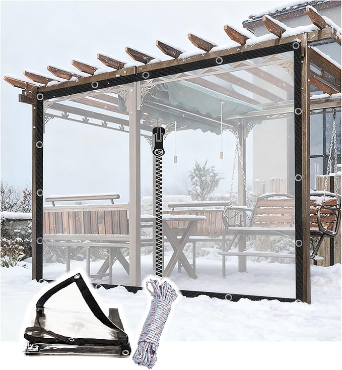 Curtain Patio Enclosure, Water Proof PVC Curtains for Gazebos with Zip, Transparent Outdoor Tarps for Patio Enclosure, Camping, Porch(1.6x1.8m)