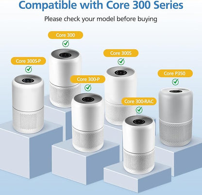 Core 300 Toxin Absorber Replacement Filter for LEVOIT Core 300/ Core 300S/ Core 300-P/Core 300S-P/Core P350 Air Purifi-ers, 3-IN-1 HEPA Filter, Compared to Part# Core 300-RF, Green (2 Pack)