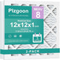 12x12x1 Air Filter MERV 8 (2 Pack) MPR 600 Pleated AC Furnace Filters Replacement (Exact Dimensions: 11.81"L x 11.81"W x 0.79"Th) Compatible with Air Conditioner AC HVAC Furnace