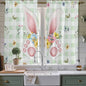 Easter Window Curtains 63 Inch Long 2 Panel Set, Rod Pocket Bedroom Curtains & Drapes, Spring Bunny Ears Feet Flowers Green Plaid Light Filtering Window Treatment for Living Room 42"W x 63"L