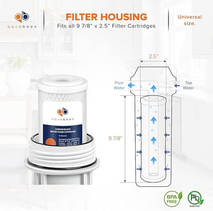 Aquaboon 5 Micron 10 x 2.5 Carbon Block Water Filter Cartridge CTO Whole House Water Filter Replacement Compatible with WHKF-WHWC, FXWTC, 25-PACK