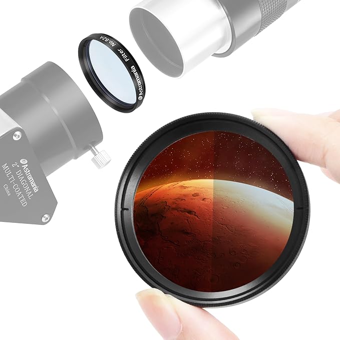 Astromania Telescope Filter 2 Inch - #82A Blue, Planetary Filter for Astronomy Telescope & Eyepiece, Telescope Color Filter for Enhancing Contrast in Lunar Planetary Observation