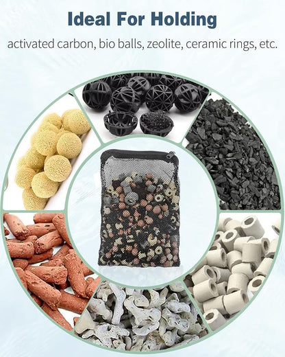 Pawfly 8 Pack Aquarium Filter Media Bags, Fish Tank Fine Mesh Bag with Plastic Zipper Aquarium Mesh Bag for Activated Carbon, Bio Filter Balls, Filter Stones, Ceramic Rings (8" x 5.5")