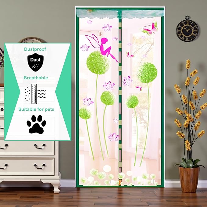 Door Mesh Screen with Magnet, Fly Hanging Temporary Magic Patio Heavy Duty Front Back Screen Magnetic Closure, Portable French Net for Door to Keep Bugs Out Doorway Curtain 35x83 in