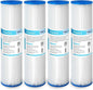 Membrane Solutions 5 Micron Pleated Polyester Sediment Water Filter 10"x2.5" Replacement Cartridge Universal Whole House Pre-Filter Compatible with W50PE, WFPFC3002, SPC-25-1050, FM-50-975 - 4 Pack