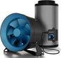 TerraBloom 10" Grow Ventilation Combo - 10" EC Fan and 10"x24" Premium Activated Air Carbon Filter For Large Grow Spaces