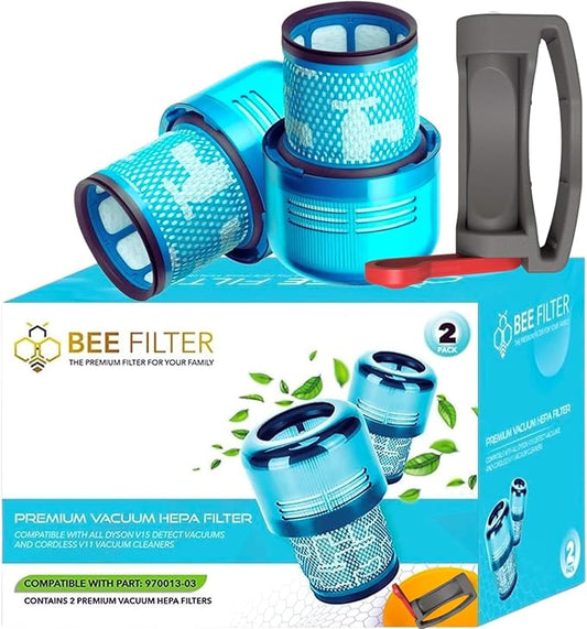 Dyson V15 Filter, 2-Pack Premium True HEPA Replacement Filters Compatible with Dyson V15, V11 Animal, V11 Completed/Absolute, V15 Absolute/Submarine, V11 Filter with Trigger Clamp, Part no. 970013-02
