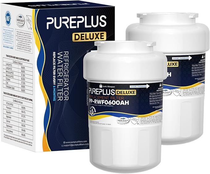 PUREPLUS NSF/ANSI 401, 53, 42 & NSF P473 Certified Replacement for HDX FMG-1, PL-100, WFC1201, PC75009, RWF1060, RWF0600A, 469991 Refrigerator Cartridge,2Pack