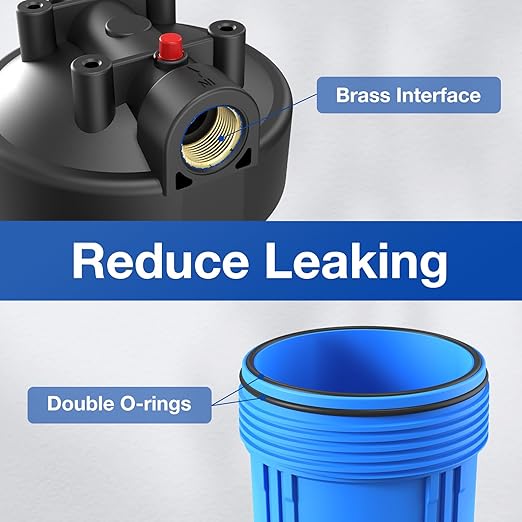 SimPure Whole House Water Filter System, 3-Stage Clear Home Water Pre-Filtration with Carbon Sediment and GAC Filters, Reduce Odor, Chlorine, Taste, Iron, 1" NPT Brass Port, BPA Free (DB20P-3)