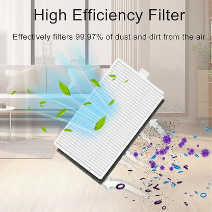 17 Pack Replacement Accessories Kit for Lefant M330 Pro Vacuum Cleaner, 6 Side Brush, 6 HEPA Filter, 4 Mop Pads, 1 Cleaning Brush