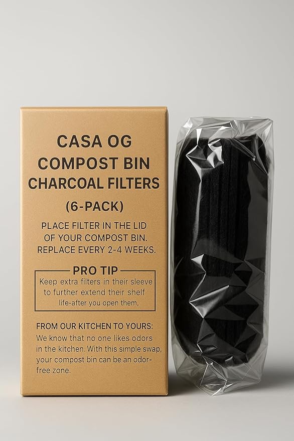 6 Pack Compost Bin Charcoal Filters - Activated Carbon Replacement Discs for Kitchen Compost Buckets & Pails I Eliminates Odors I Eco Friendly & Universal Fit