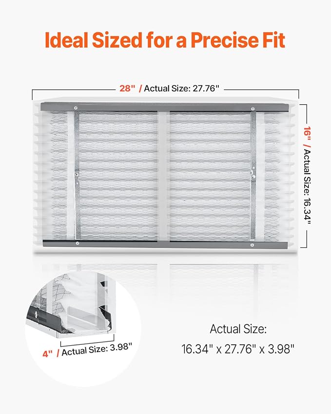 VEVOR 16x28x4 Furnace Air Filter, MERV 13 Pleated HVAC AC Replacement, Electrostatic 12-Month Air Cleaner, 2-Pack (Actual Size: 16.34x27.76x3.98 in), for Improving Home Indoor Quality