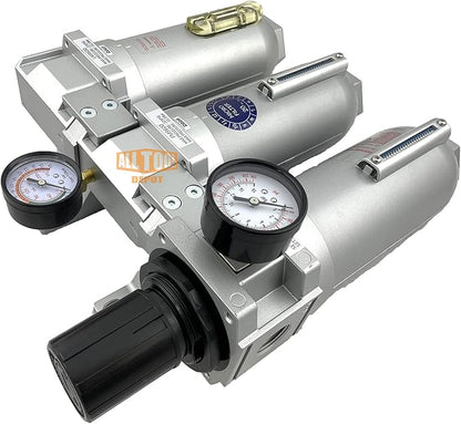 1" NPT SUPER DUTY Industrial Grade Filter Regulator Coalescing Desiccant Dryer System For Compressed Air Lines, Metal Bowls, Great For Paint Spray And Plasma Cutter (MANUAL DRAIN)