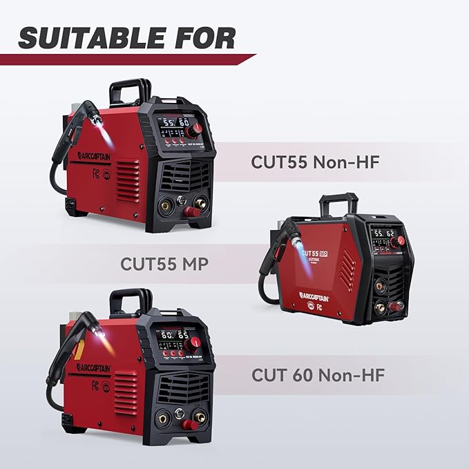 ARCCAPTAIN 23Pcs IPT60 Plasma Cutter Torch Consumables, .045" Plasma Cutter Accessories for ARCCAPTAIN CUT55 NON-HF, CUT55 MP and CUT60 Non-HF, Work with 50-60A Current