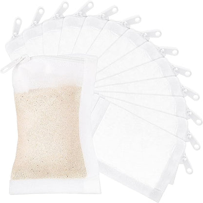 Geiserailie 15 Pieces Aquarium Filter Media Bags 150 Micrometer Fine Filter Bags Mesh Reusable with Zipper for Activated Carbon Resins(2.4 x 4 Inch)