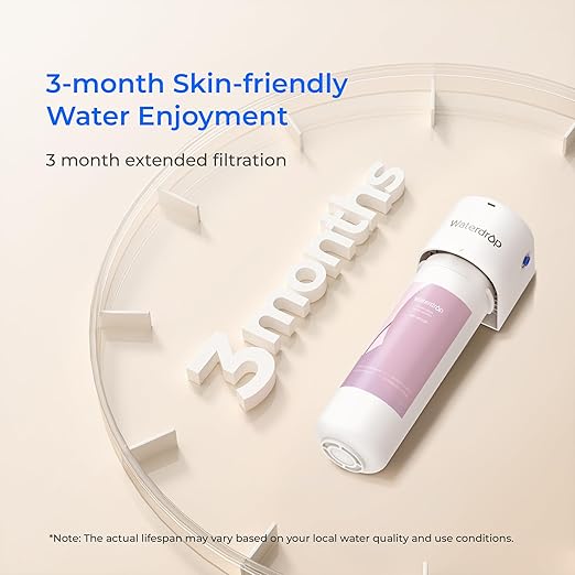 Waterdrop BFU2 Water Filter for Bathroom for Face Care, Reduces Chlorine, Scale in Water, Reduces Skin Redness and Irritation, 4-Stage Filtration, for Cold Water Supply Only