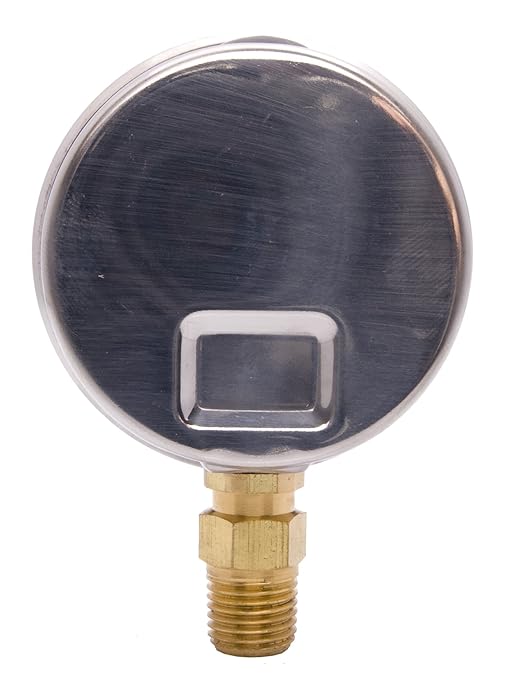 2-1/2" Oil Filled Vacuum Pressure Gauge - Stainless Steel Case, Brass, 1/4" NPT, Lower Mount Connection, 30HG/60PSI