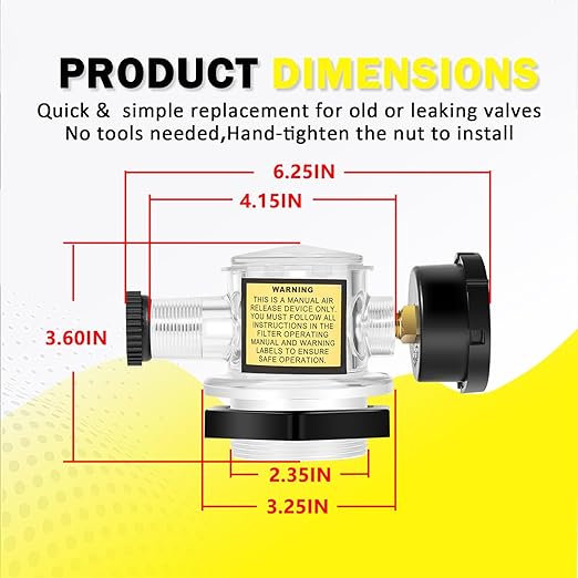 273564Z Manual Air Relief Valve with Pressure Gauge Compatible with Pentair Triton C, TR100C, TR140C, Triton II Sand Filters –For Clean & Clear,Warrior,EasyClean,SMBW 4000 Pool & Spa DE Filter Systems