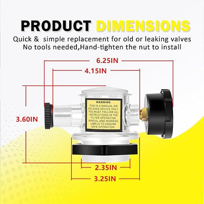 273564Z Manual Air Relief Valve with Pressure Gauge Compatible with Pentair Triton C, TR100C, TR140C, Triton II Sand Filters –For Clean & Clear,Warrior,EasyClean,SMBW 4000 Pool & Spa DE Filter Systems