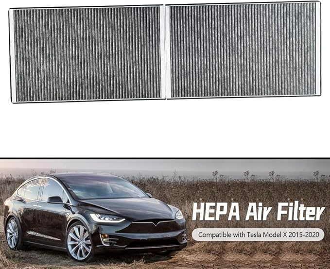 Foldable HEPA Air Intake Filter Fit for Tesla Model X 2015-2020, Upgrade Cabin Air Filter with Activated Charcoal Replace 1045566-00-H 1045566-00-G 104556600H