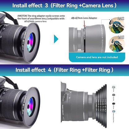 49mm Lens to 67mm Camera Lens Adapter,49mm to 67mm Filter Step-Up Adapter Ring,Compatible All 67mm Filter Accessory