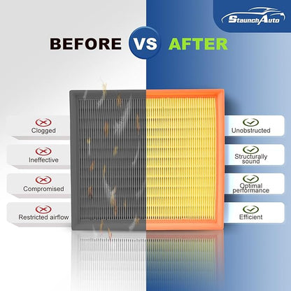 Engine and Cabin Air Filter Combo for Mazda 2024 2025 2026 CX-90,2025 2026 CX-70 Engine Air Filter Replacement Car Accessories #KR9P-61-J6X PXFV133A0 2-Pack