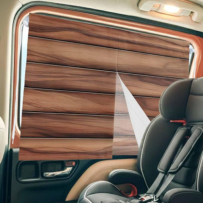 Western Barn Door Magnetic Double Layer Car Window Shades,Side Window Curtains for Blackout/Breathable Mesh View,Country Farmhouses Wooden Grain Brown Heat Protection Privacy Sun Shades 26x20in 1pcs