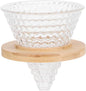 AUNMAS Glass Coffee Dripper Pour Over, Reusable Paperless Filter Funnel with Wood Base, Single Cup Coffee Maker Brewer Accessories (Transparent)