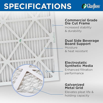 Glasfloss ZL 20x23x1 MERV 10 (FPR 5-6) AC Furnace Air Filters. (Box of 6). Actual Size: 19-1/2 x 22-1/2 x 7/8