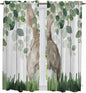 Easter Kitchen Curtains, Country Rabbit Botanical Leaves Wooden Grain Light Filtering Window Curtain Panels, 2Pcs Rod Pocket Window Treatments Set for Living Room Bathroom Bedroom 42x63 Inches
