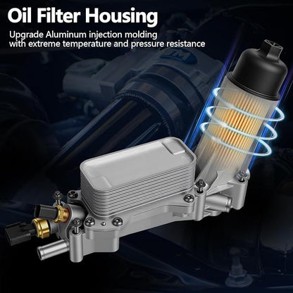 Aluminum Oil Filter Housing Engine Oil Cooler Compatible with 2011-2023 Charger Durango Challenger Journey Wrangl-er Cherok-ee Town and Country 200 300 Ram ProMaster 3.6L V6 for 926-876 926-959
