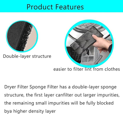 5Pcs 481010716911Dryer Filters 5-Hole Design (Dimensions: 230 x 115 x 14MM) for Bauknecht Privileg Whirlpool HX 481010716911 Heat Pump Dryers, Condensing Dryer Sponge Filter Pad