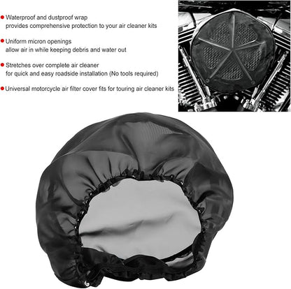 Joyzan Air Filter Protective Cover, Waterproof Universal Cold Intake Cleaner Socker Motorcycle Rain Sock Dustproof Protection Wrap Net Accessories Kit Uniform Micron High Flow Performance Black