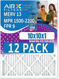 10x10x1 Air Filter MERV 13 Rating, 12 Pack of Furnace Filters Comparable to MPR 1500-2200 & FPR 9 - Made in USA by AIRX FILTERS WICKED CLEAN AIR.