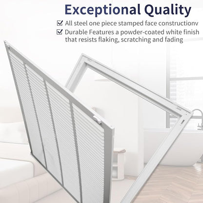 24"W x 24"H [Duct Opening Size] Steel Return Air Filter Grille - Removable Face/Door for 1 inch Filters -HVAC Vent Cover Grill - White [Outer Dimensions: 26 5/8"W X 26 5/8"H]