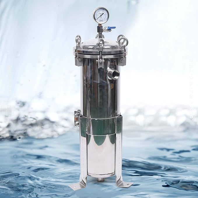 1" NPT Fluid Filter, 304 Stainless Steel - 2 Bag Filter Housing, 150PSL High Pressure Filtration System, 10t/h High Pressure Filter Available for Whole House
