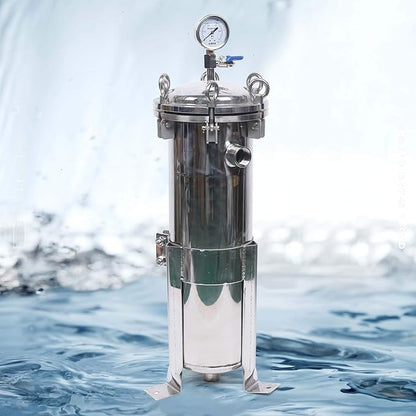 1" NPT Fluid Filter, 304 Stainless Steel - 2 Bag Filter Housing, 150PSL High Pressure Filtration System, 10t/h High Pressure Filter Available for Whole House