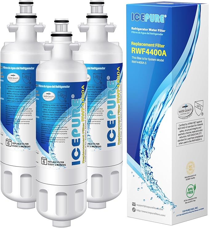 ICEPURE 4874960100 Refrigerator Water Filter Replacement for Blomberg Beko 4874960100 Water Filter, NSF/ANSI 42 certification, Reduces Chlorine Taste & Odor, 3PACK