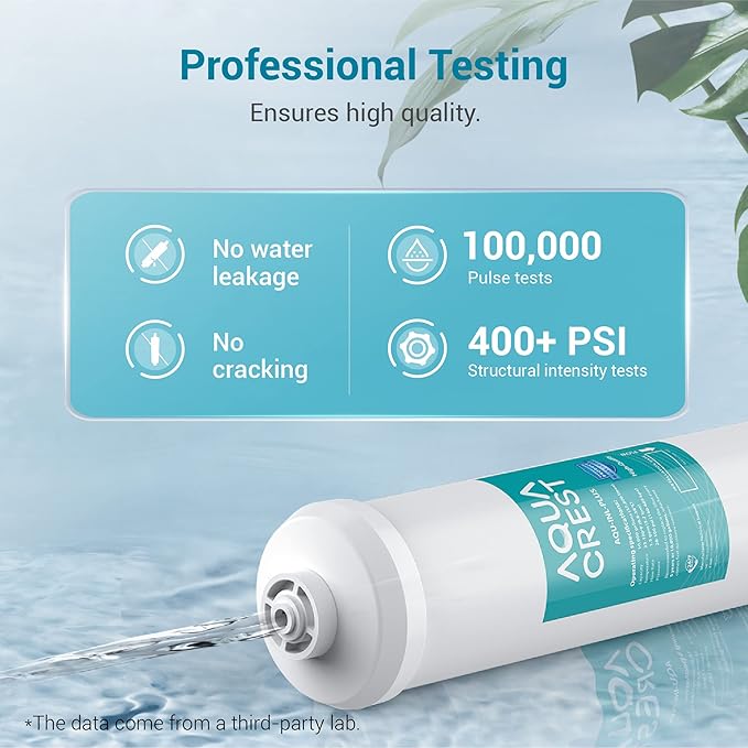 AQUACREST 5 years In-Line Water Filter for Refrigerator and Ice Maker, High Capacity, 1/4-Inch Direct Connect Fittings, Easy Installation, Reduces Chlorine, Bad Taste & Odor
