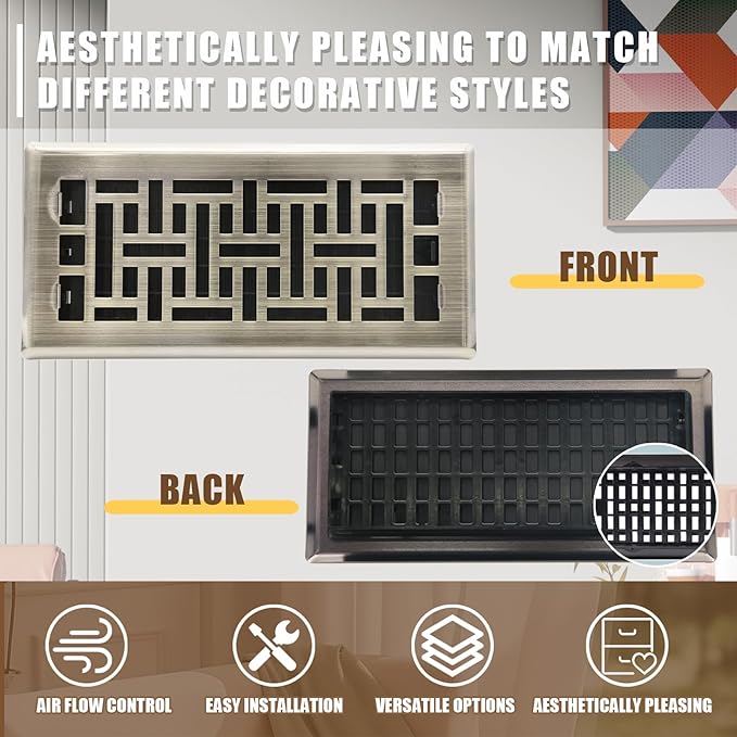 Air Floor Vent Adjustable Register 4x12 Inch Floor Register Vents for Home Floor Register Vents Bronze Color
