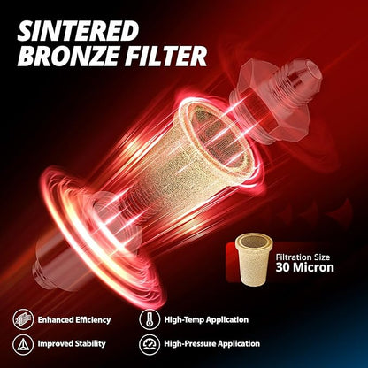 EVIL ENERGY 10AN Billet Inline Fuel Filter 30 Micron Aluminum Black for Car EFI & Carb Fuel Systems, Motorcycle and Boats