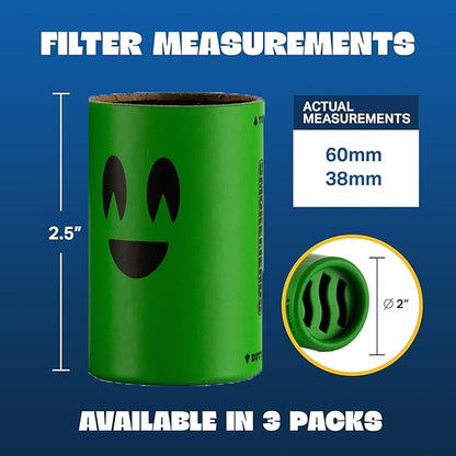 3 Pack Replacement Filters | Discreet HEPA & Carbon Filtration | Biodegradable & Up to 300+ Uses (Blaze Cactus) | Packaging May Vary