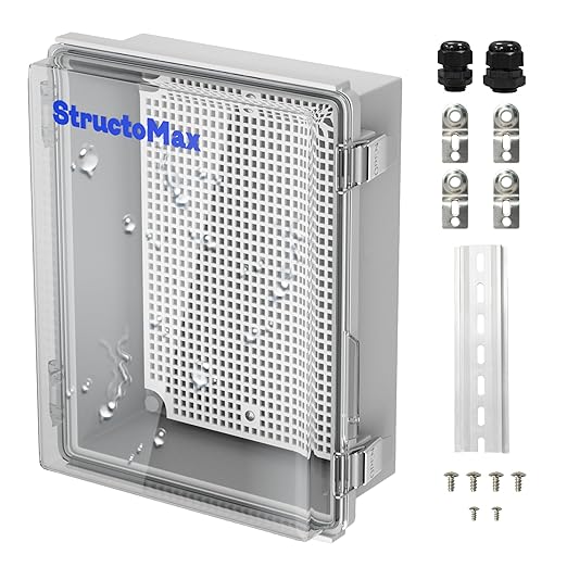 Outdoor Electrical Junction Box | IP67 Waterproof | Resistant ABS Material with Clear UV Coating Cover | Weatherproof Box for Outdoor, Garden, Deck, Patio