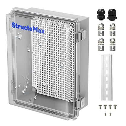 Outdoor Electrical Junction Box | IP67 Waterproof | Resistant ABS Material with Clear UV Coating Cover | Weatherproof Box for Outdoor, Garden, Deck, Patio