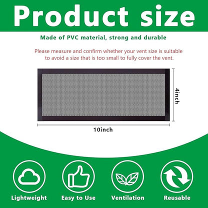 DECOHS 8 Pack Floor Register Screen Vent Mesh, 4 x 10 Inch Plastic Rectangle Air Vent Screen Cover, Magnetic PVC Vent Mesh Cover for Ceiling Wall Floor Catch Debris Hair Dust