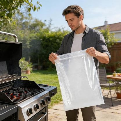 GrateGleam - 10 Pack Oven Rack Cleaning Bags | Heavy-Duty Leak-Proof Degreaser Soaking Bags with Secure Zip Seal for Stove Grates, BBQ Grills, Toaster Ovens, Roasting Pans and Camping