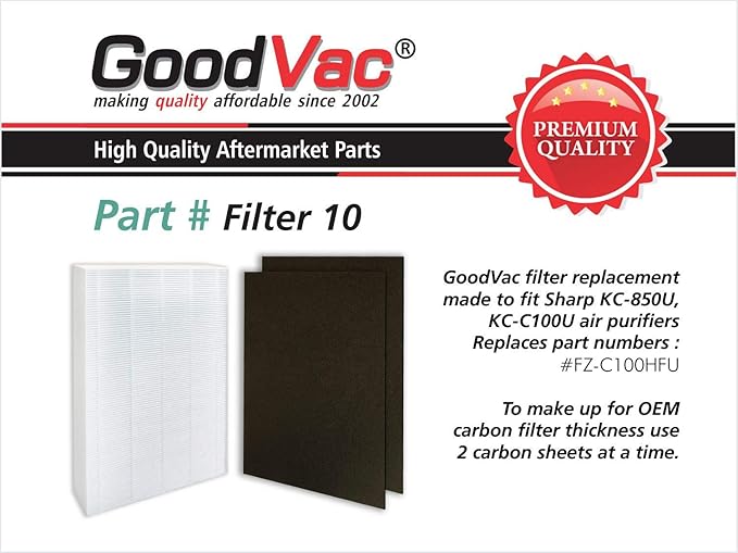 GOODVAC Filter with 2 Carbon Prefilters to fit Sharp FZ-C100HFU KC-850U